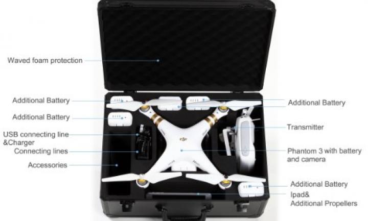 Koozam Rugged Hard-shell Aluminum Case With Foam for DJI Quadcopter Drones 