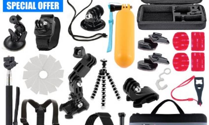GoPro Action Accessories Kit for GroPro Hero 4-3-2-1 31-Piece Bundle Case