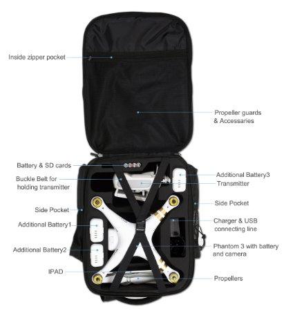 Koozam Backpack Bag Extra Light Case for DJI Quadcopter Drones 