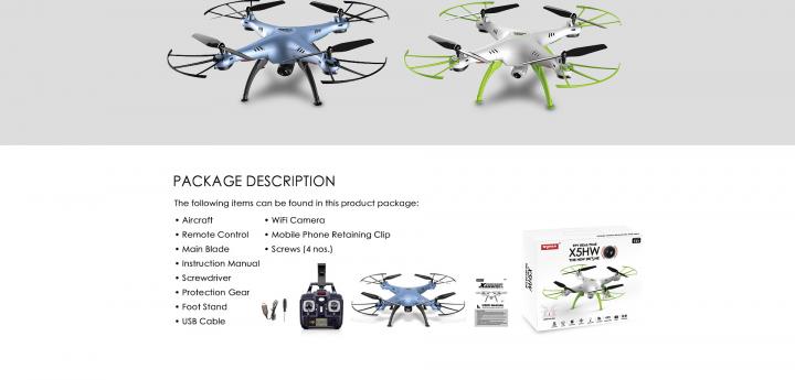 Syma X5HW Wi-Fi FPV specifications 