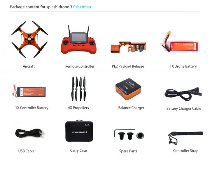 splash drone 3 fisherman box content